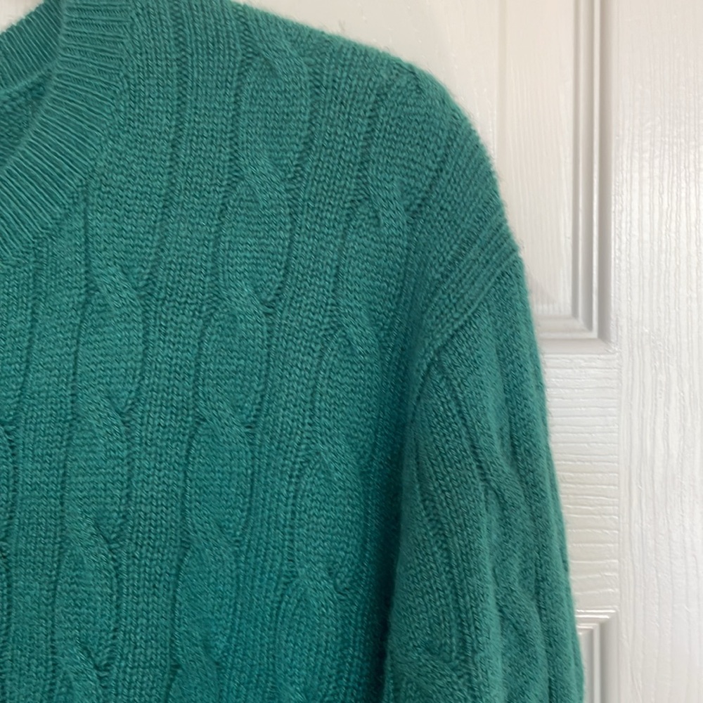 Vineyard Vines Green Longsleeve Cashmere Cable Knit Crewneck Sweater Women's 3X - Picture 3 of 7